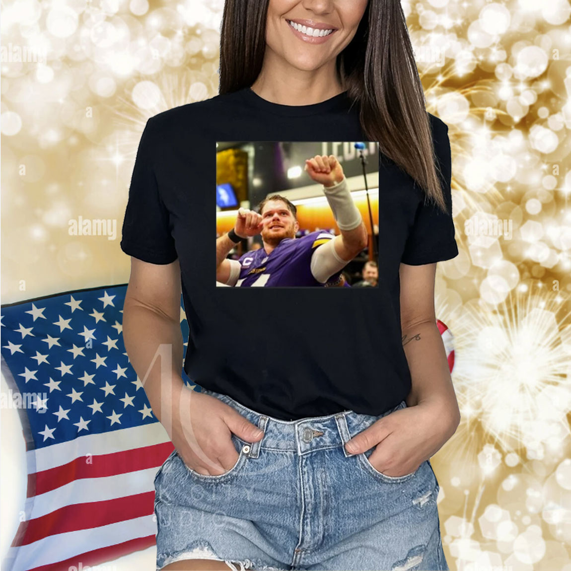 Official Minnesota Vikings Gave Sam Darnold In Locker Room NFL Photo Shirt