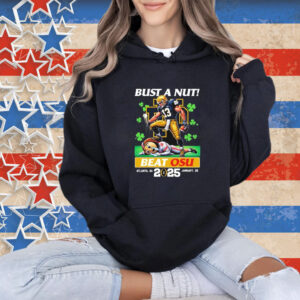Official Notre Dame Fighting Irish Vs Ohio State Buckeyes Bust A Nut! Beat OSU College Football Playoff 2025 Mascot T-Shirt
