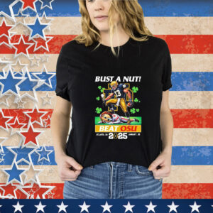 Official Notre Dame Fighting Irish Vs Ohio State Buckeyes Bust A Nut! Beat OSU College Football Playoff 2025 Mascot T-Shirt