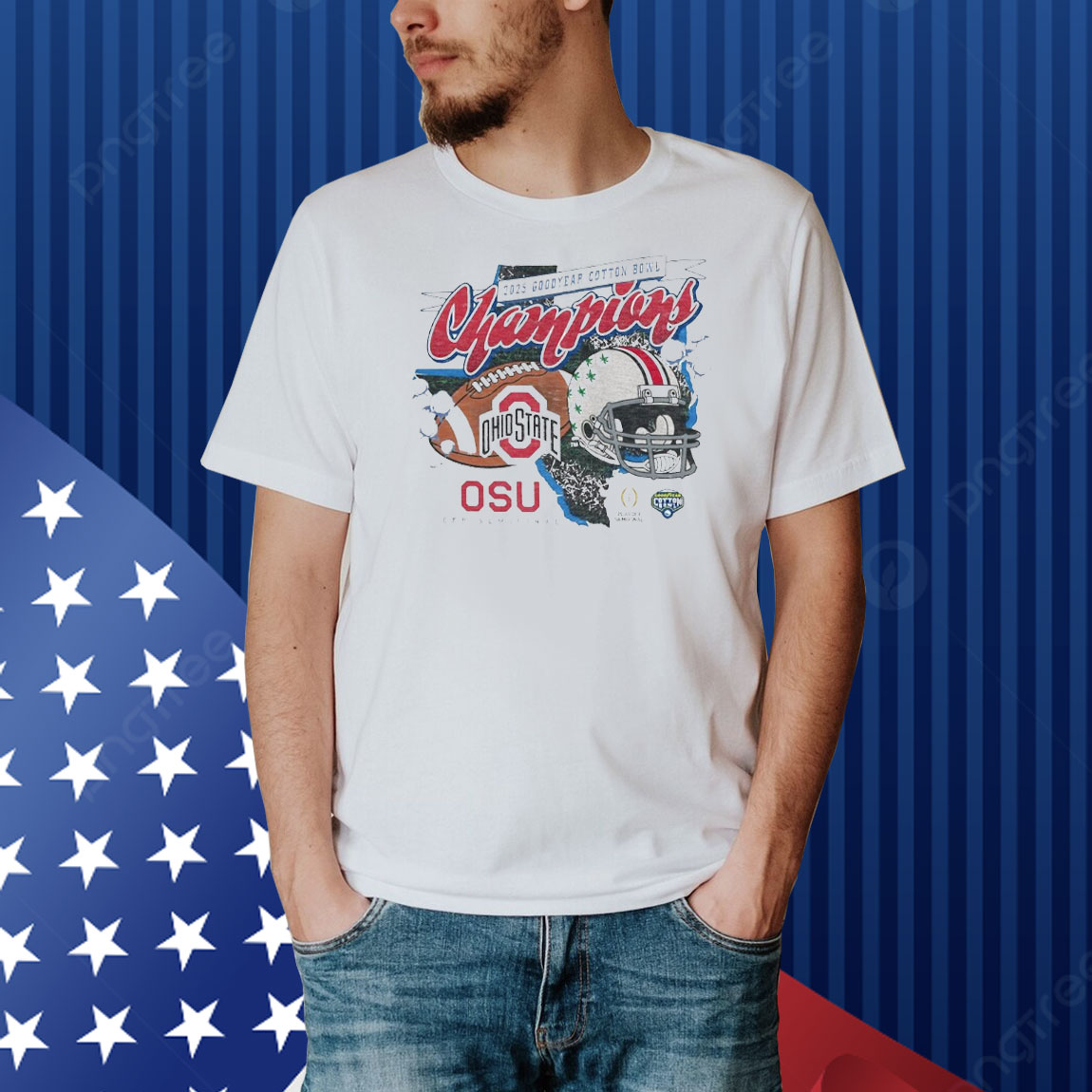 Official Ohio State Buckeyes NCAA 2025 Goodyear Cotton Bowl Champions OSU CFP Semifinal Helmet Vintage Shirt