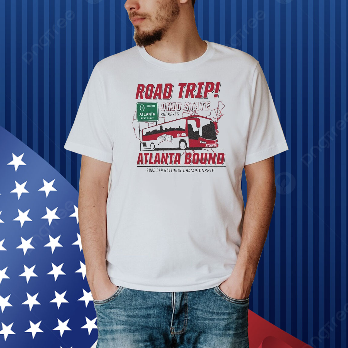 Official Ohio State Buckeyes NCAA College Football Playoff National Championship 2025 Atlanta Bound Retro Road Trip Shirt