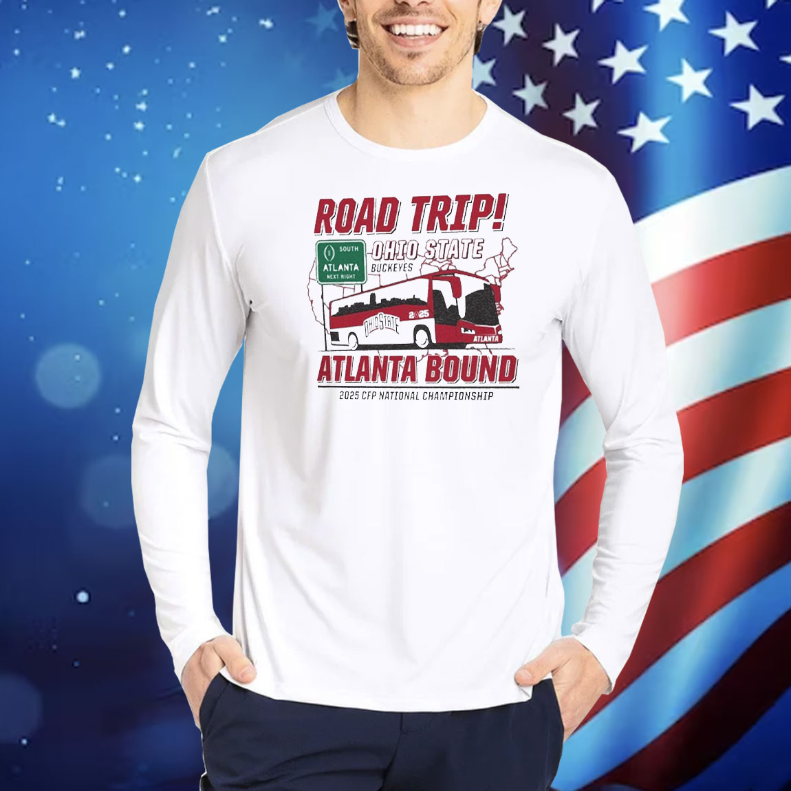 Official Ohio State Buckeyes NCAA College Football Playoff National Championship 2025 Atlanta Bound Retro Road Trip Shirt