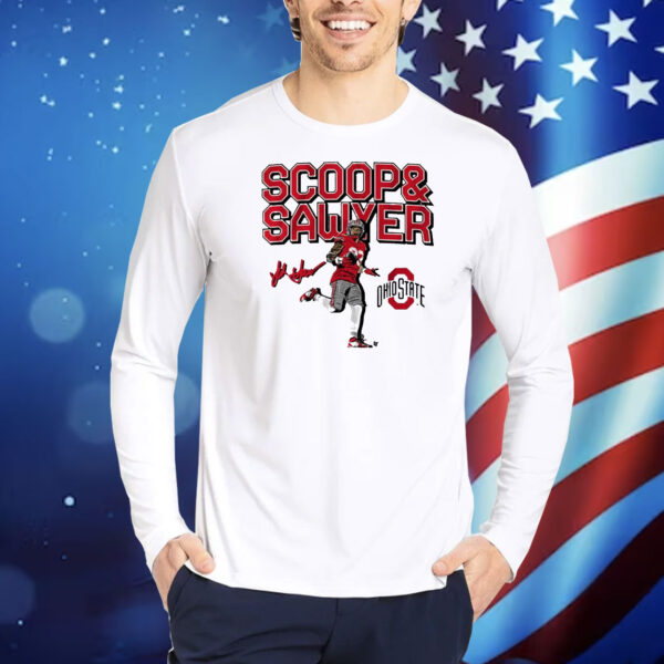 Official Ohio State Buckeyes NCAA Jack Sawyer Scoop And Score Signature Shirt