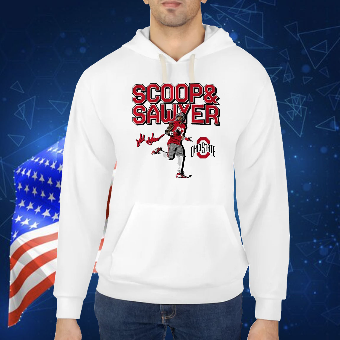 Official Ohio State Buckeyes NCAA Jack Sawyer Scoop And Score Signature Shirt