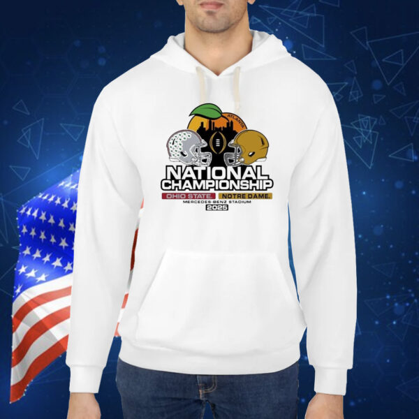 Official Ohio State Buckeyes Vs Notre Dame Fighting Irish NCAA 2024 National Championship Game Bound Head to Head Atlanta Helmet Shirt