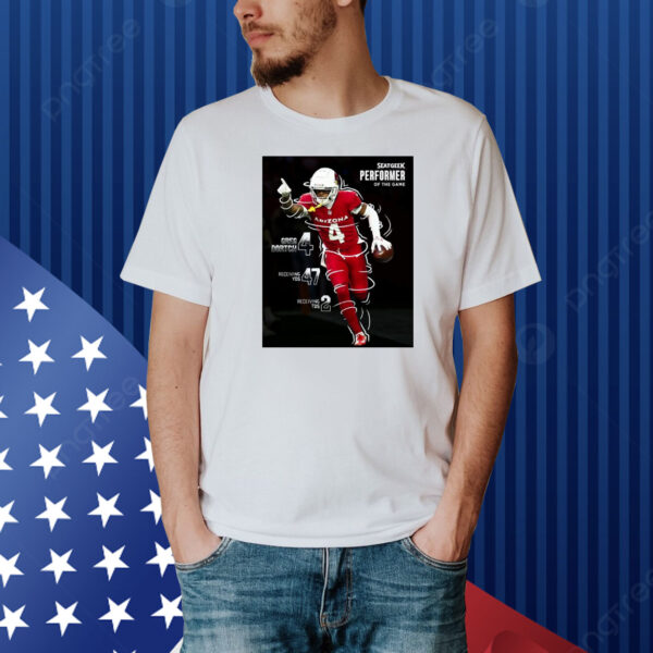 Official Poster Arizona Cardinals Greg Dortch Seatgeek Performer Of The Game 4 Greg Dortch 47 Receiving Yds 3 Receiving Tds Shirt