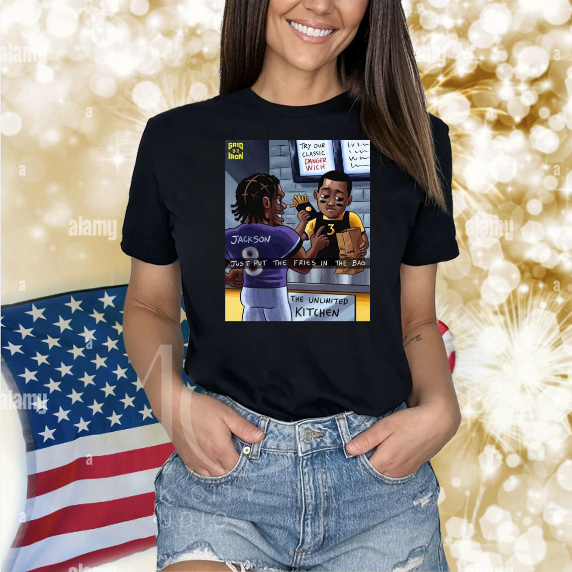 Official Poster Baltimore Ravens Vs Pittsburgh Steelers NFL Just Put The Fries In The Bags Try Our Classic Danger Wich Caricatures Shirt