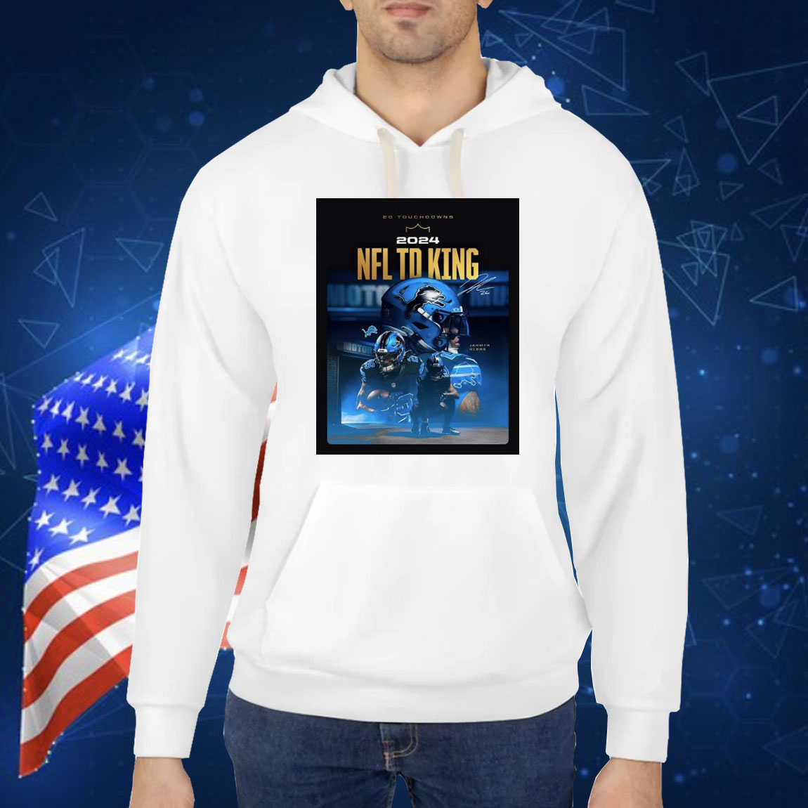 Official Poster Detroit Lions Amik Jahmyr Gibbs 20 Touchdowns 2024 NFL To King Signature Shirt