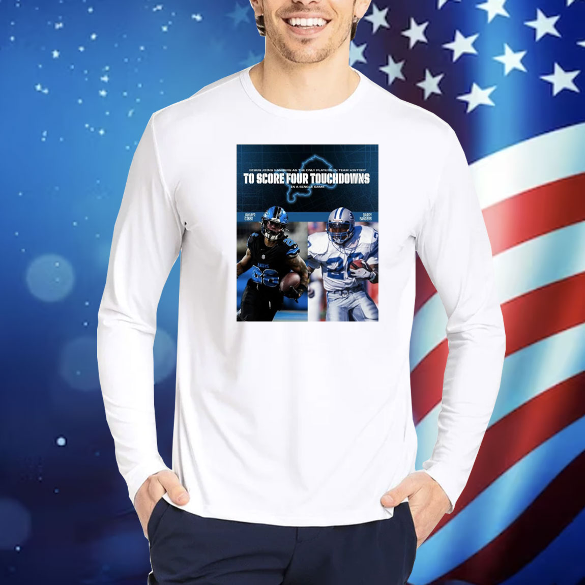 Official Poster Detroit Lions Gibbs Joins Sanders As The Only Players In Team History To Score Four Touchdowns In A Single Game Shirt