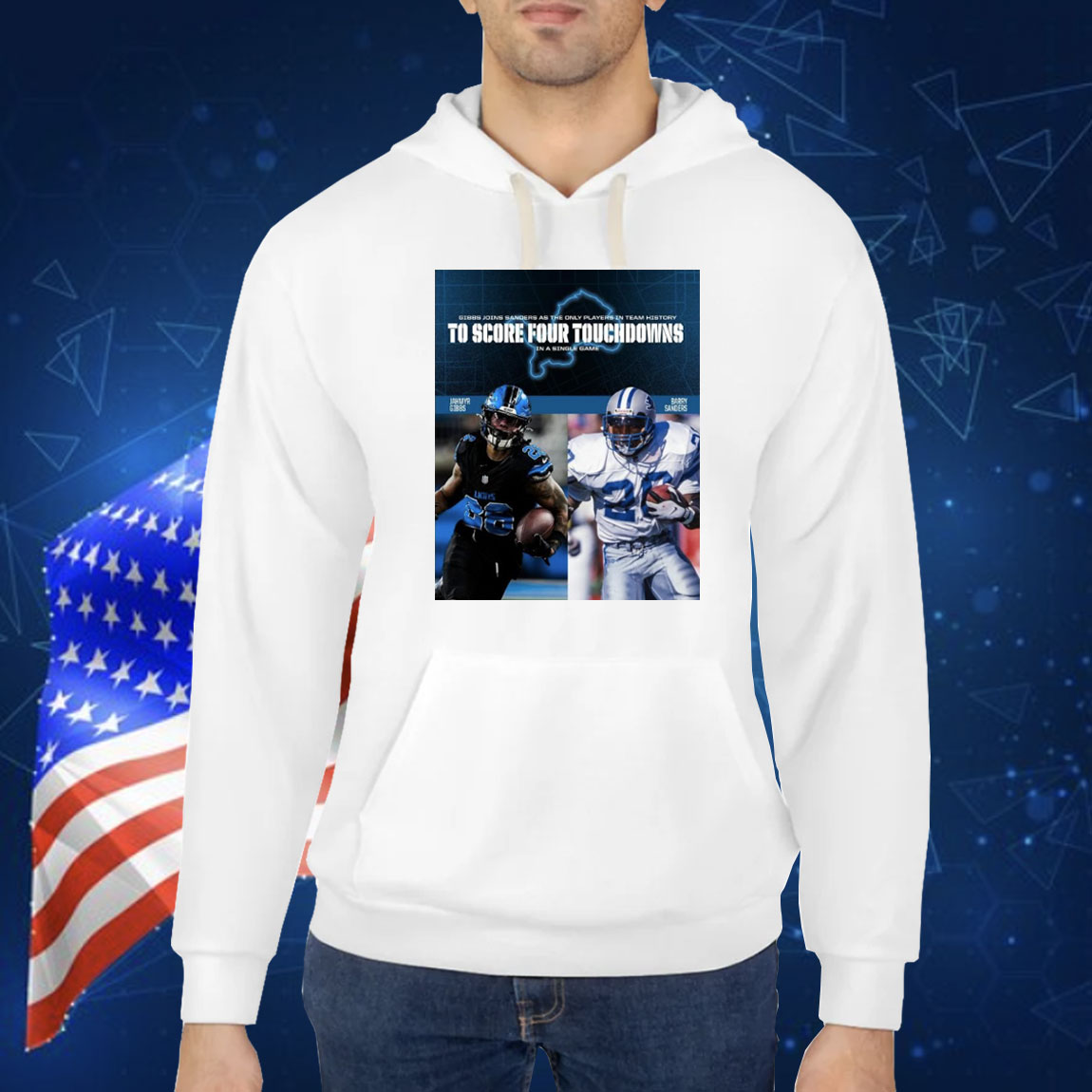 Official Poster Detroit Lions Gibbs Joins Sanders As The Only Players In Team History To Score Four Touchdowns In A Single Game Shirt