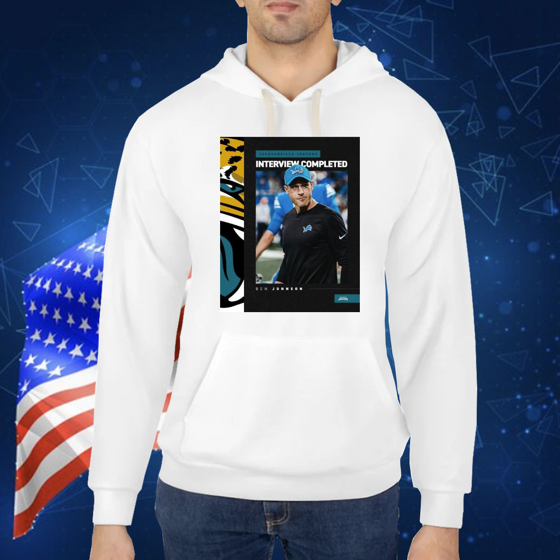 Official Poster Jacksonville Jaguars Interview Completed with Ben Johnson Head Coach Detroit Lions Vacancy Shirt