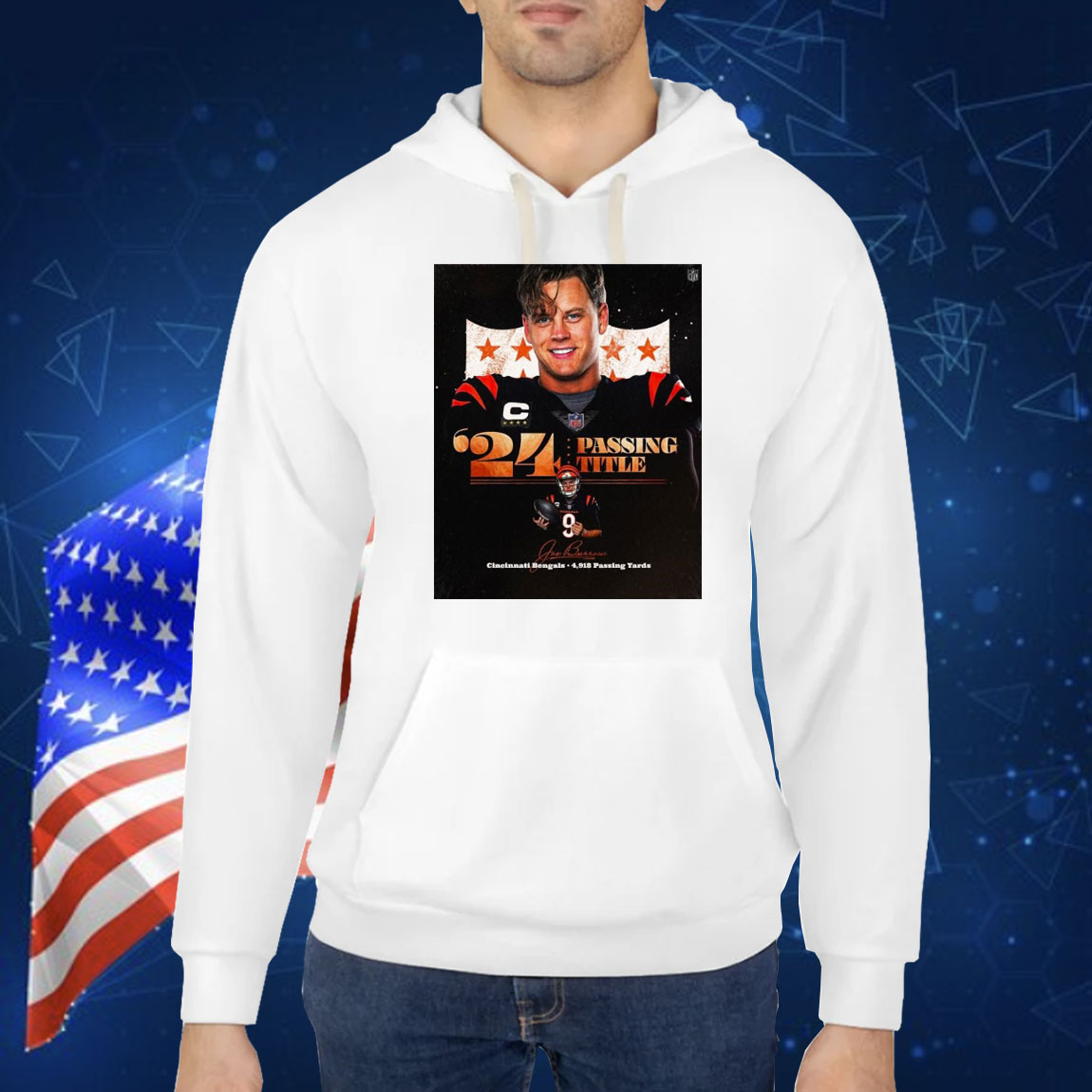Official Poster Joe Burrow Cincinnati Bengals NFL 4,918 Passing Yards ’24 Passing Title Signature Shirt