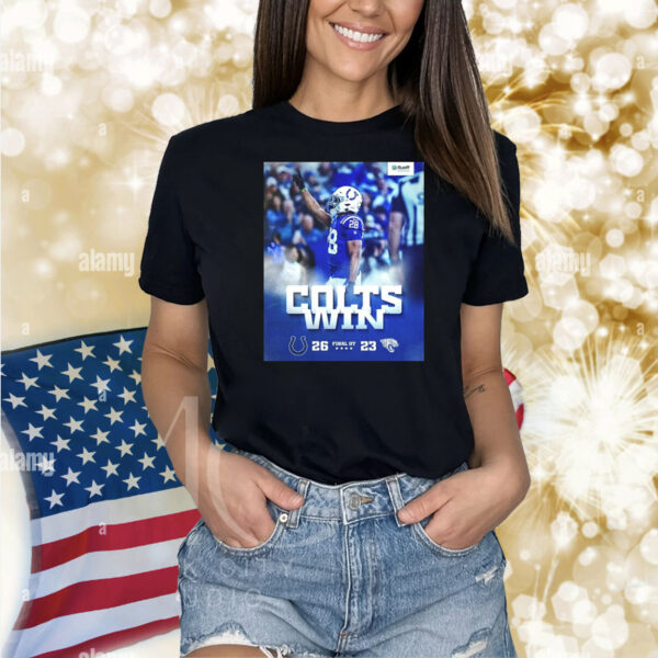 Official Poster Jonathan Taylor Final OT Indianapolis Colts Win Jacksonville Jaguars 26 – 23 Score Ruoff Mortgage Shirt