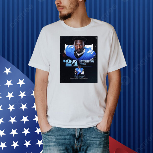 Official Poster Kerby B. Joseph Detroit Lions 9 Interceptions ’24 Interception Title Signature Shirt