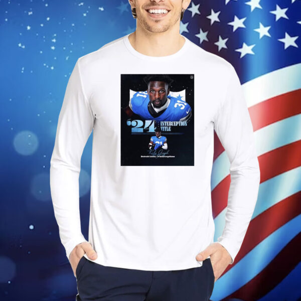 Official Poster Kerby B. Joseph Detroit Lions 9 Interceptions ’24 Interception Title Signature Shirt