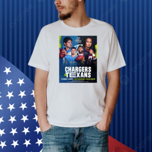Official Poster Los Angeles Chargers Vs Houston Texans NFL Wild Card Saturday Kicking Off The Postseason In Houston Shirt