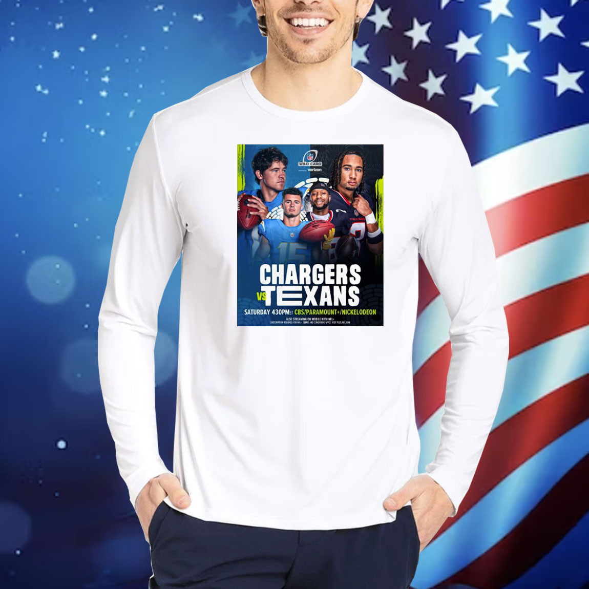 Official Poster Los Angeles Chargers Vs Houston Texans NFL Wild Card Saturday Kicking Off The Postseason In Houston Shirt