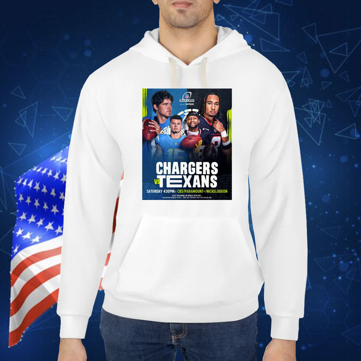 Official Poster Los Angeles Chargers Vs Houston Texans NFL Wild Card Saturday Kicking Off The Postseason In Houston Shirt