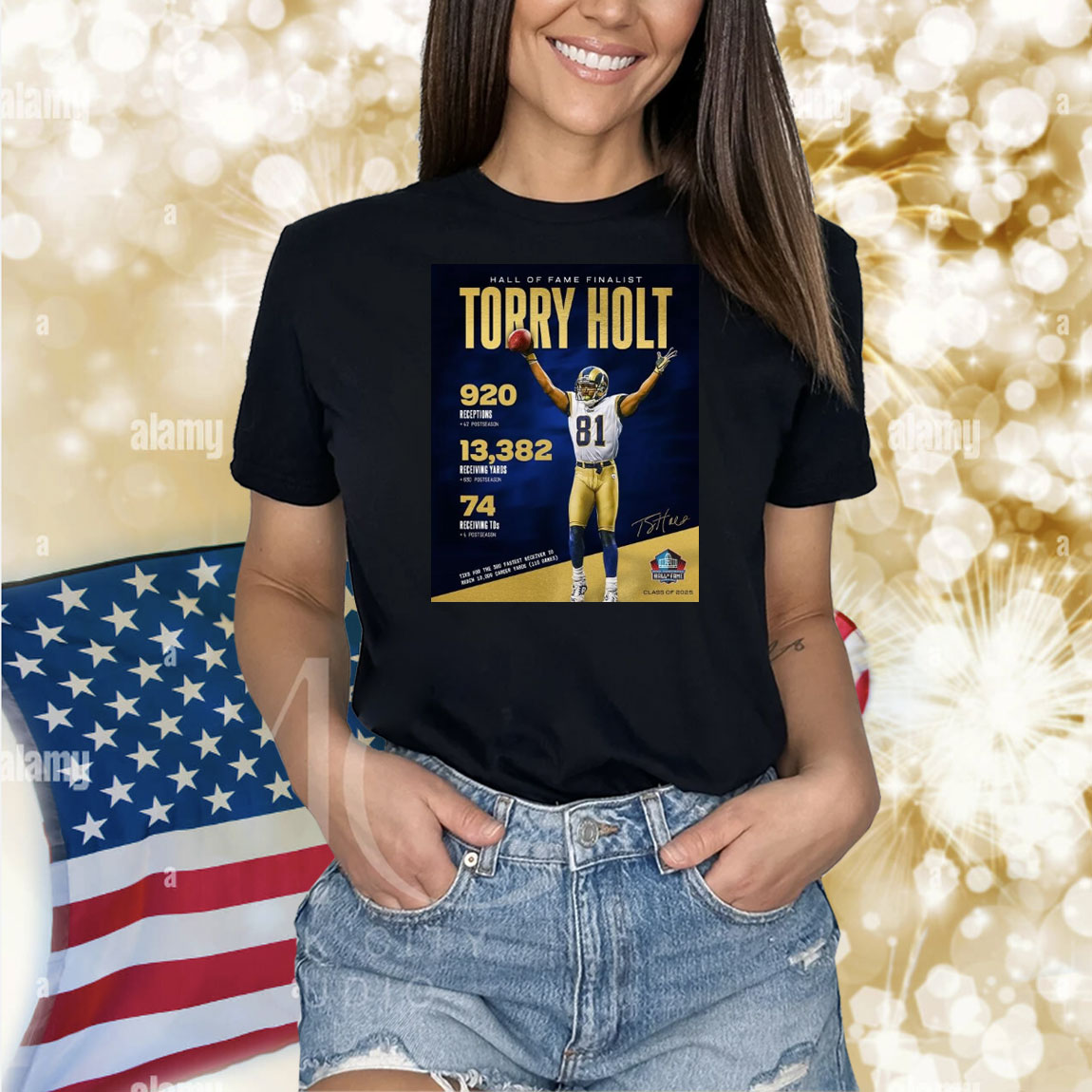 Official Poster Los Angeles Rams NFL Hall Of Fame Finalist Torry Holt 920 Receptions 13,382 Receiving Yards 74 Receiving TDs Signature Shirt