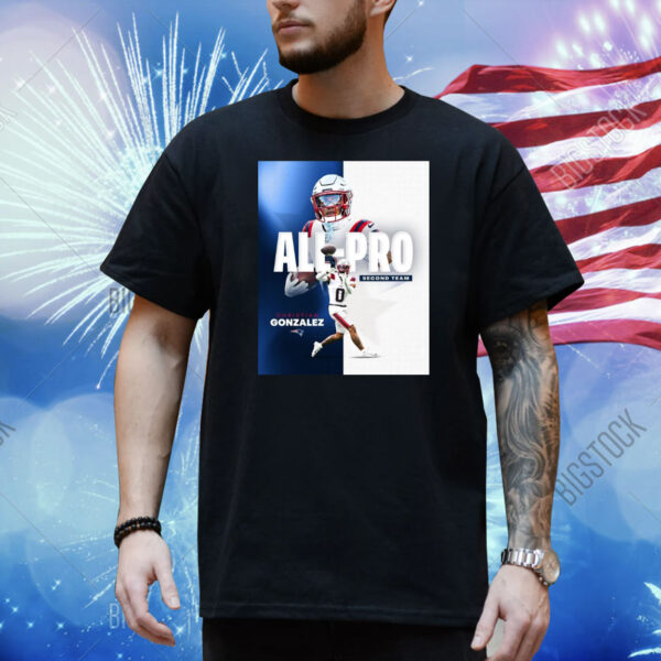 Official Poster New England Patriots Christian Gonzalez 2024 NFL Season AP All-Pro Second Team Shirt