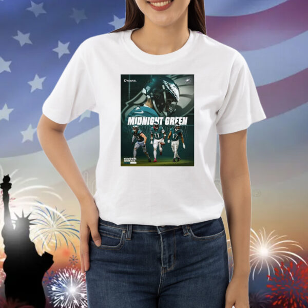 Official Poster Philadelphia Eagles Jalen Hurts A.J. Brown Reed Blankenship Nakobe Dean Midnight Green Wildcard Round Uniform Reveal Shirt