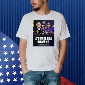 Official Poster Pittsburgh Steelers Vs Baltimore Ravens NFL Wild Card Saturday Facing Off In The Playoffs Shirt
