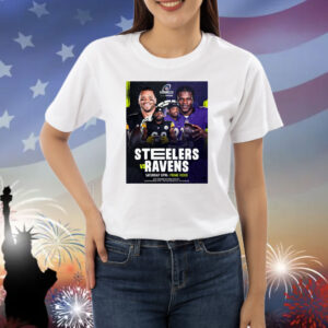 Official Poster Pittsburgh Steelers Vs Baltimore Ravens NFL Wild Card Saturday Facing Off In The Playoffs Shirt