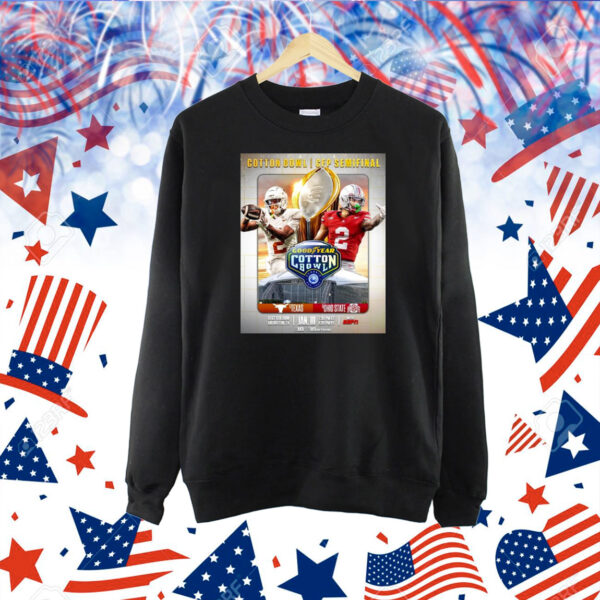 Official Poster Texas Longhorns Vs Ohio State Buckeyes Goodyear Cotton Bowl CFP Semifinal AT&T Stadium Jan 10 Big Ten Football Shirt