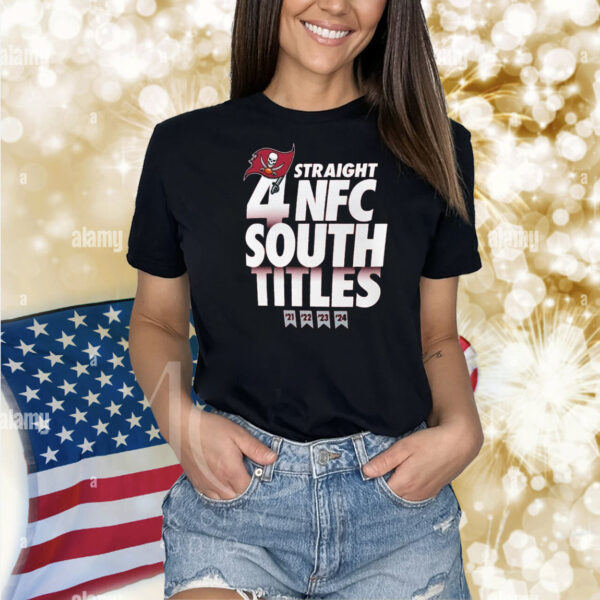 Official Tampa Bay Buccaneers Four-Straight NFC South Titles Division Champions ’21-’24 NFL Shirt