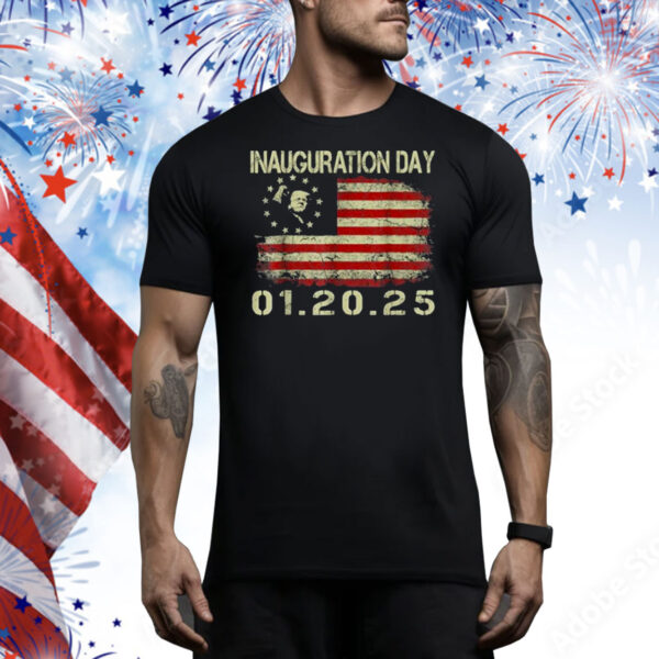 President Donald Trump Inauguration Day 2025 USA Flag Tee Shirt