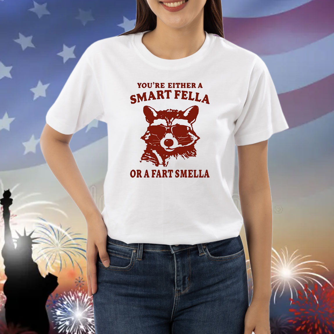 Raccoon you’re either a smart fella or a fart smella Shirt
