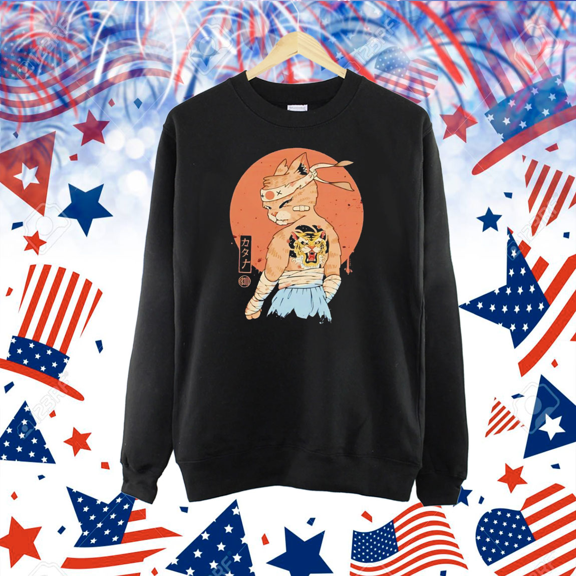 Samurai cat catana battle damage Shirt