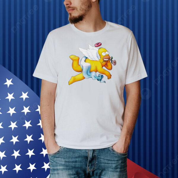 Simpsons donut angel hold rose un mouth Shirt
