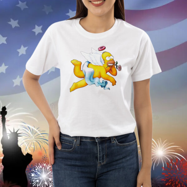 Simpsons donut angel hold rose un mouth Shirt