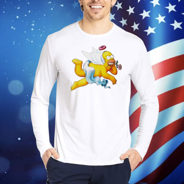 Simpsons donut angel hold rose un mouth Shirt