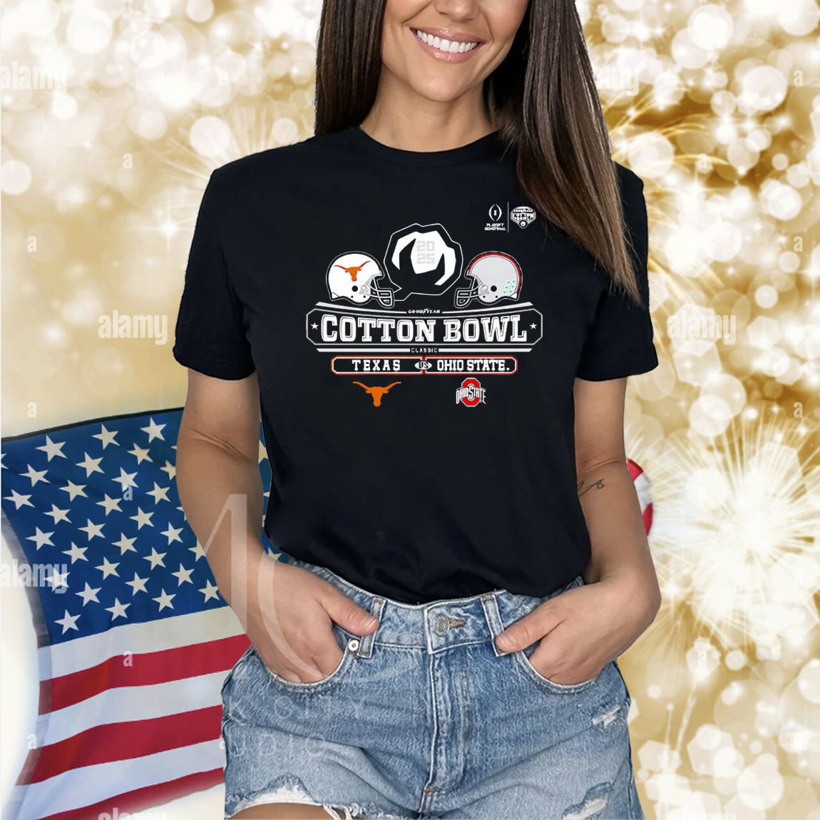 Texas Longhorns vs Ohio State Buckeyes Goodyear 2025 Cotton Bowl 2-Team Shirt