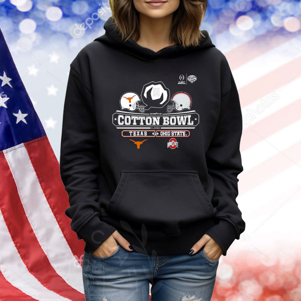 Texas Longhorns vs Ohio State Buckeyes Goodyear 2025 Cotton Bowl 2-Team Shirt