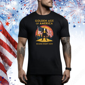 The Golden Age Of America Begins Right Now Trump Usa flag Tee Shirt