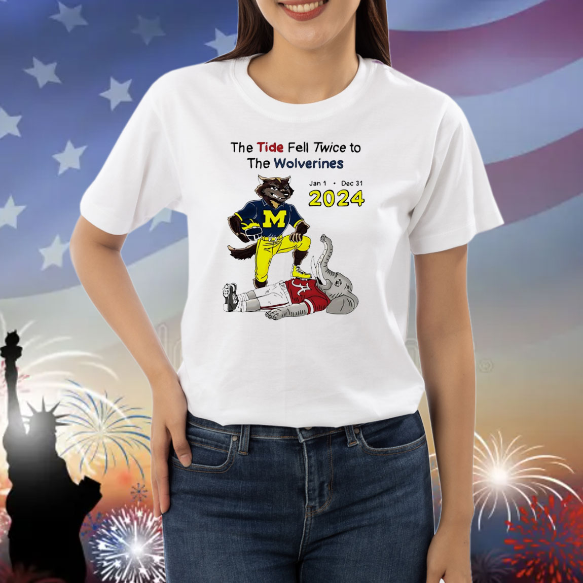 The tide fell twice to the Michigan Wolverines vs Alabama Crimson Tide jan 1 2024 mascot Shirt