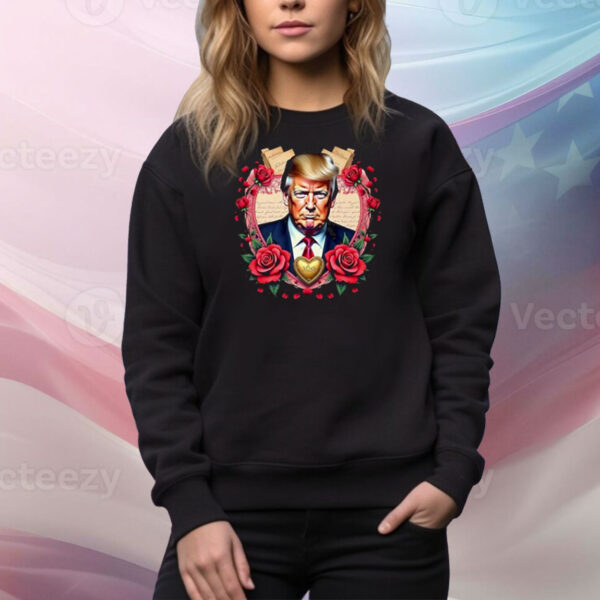 Trump Floral Portrait Heart Trump Is My Valentine Day Premium Tee Shirt